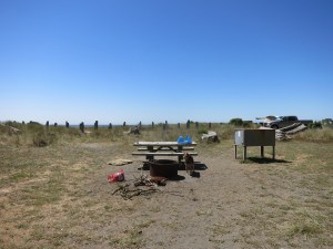 Although exposed, the camp spots are 10 steps from the beach