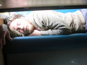 At least someone got some sleep on the ferry 