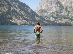 Ben taking a dip in Jenny Lake